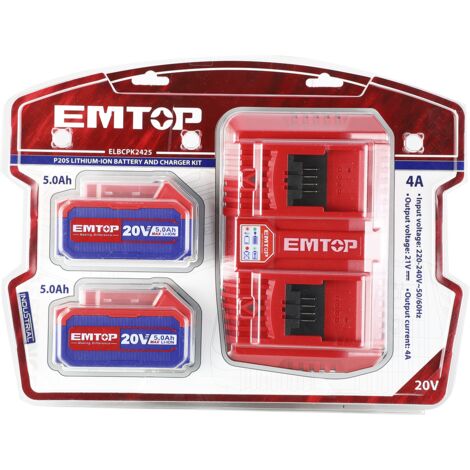 kit batterie et chargeur industriel EMTOP P20S disponible au prix d'engros