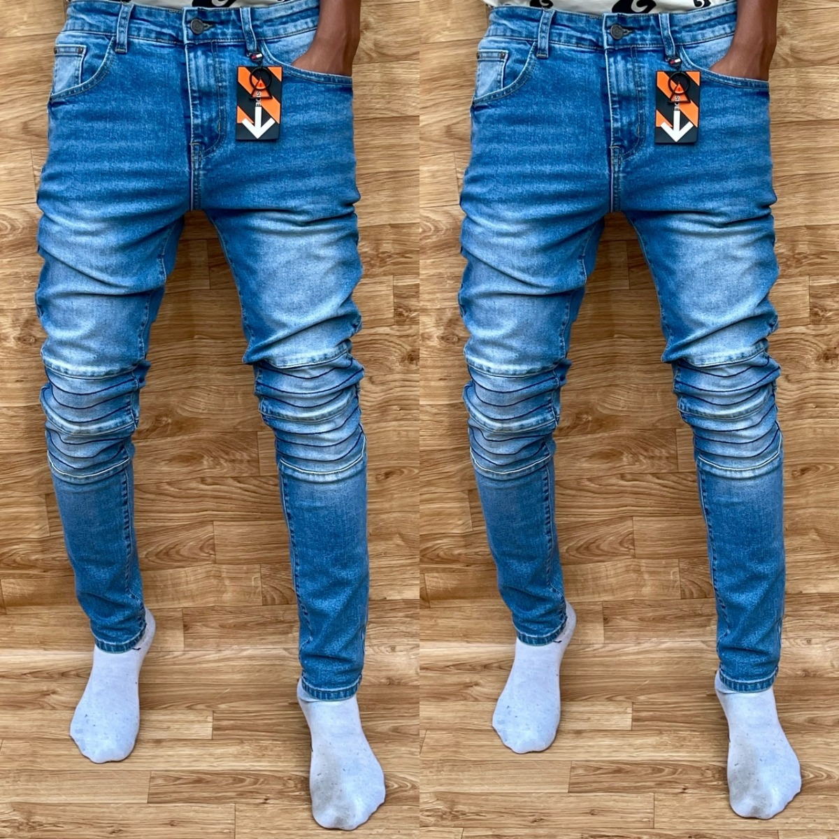 Jean pantalon blue blanc