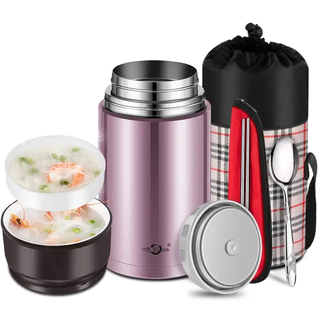 Thermos à bento en acier inoxydable de 1000ml, boîte à déjeuner, tasse à soupe, thermos pour aliments chauds, récipient chauffant sous vide
