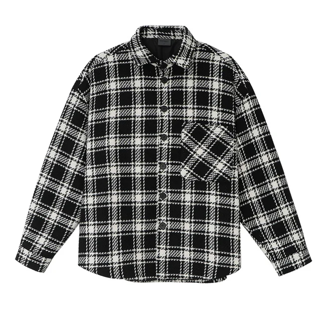 Vente veste chemise personnalisée de haute qualité mode décontractée grande taille veste en flanelle à carreaux à manches longues pour hommes