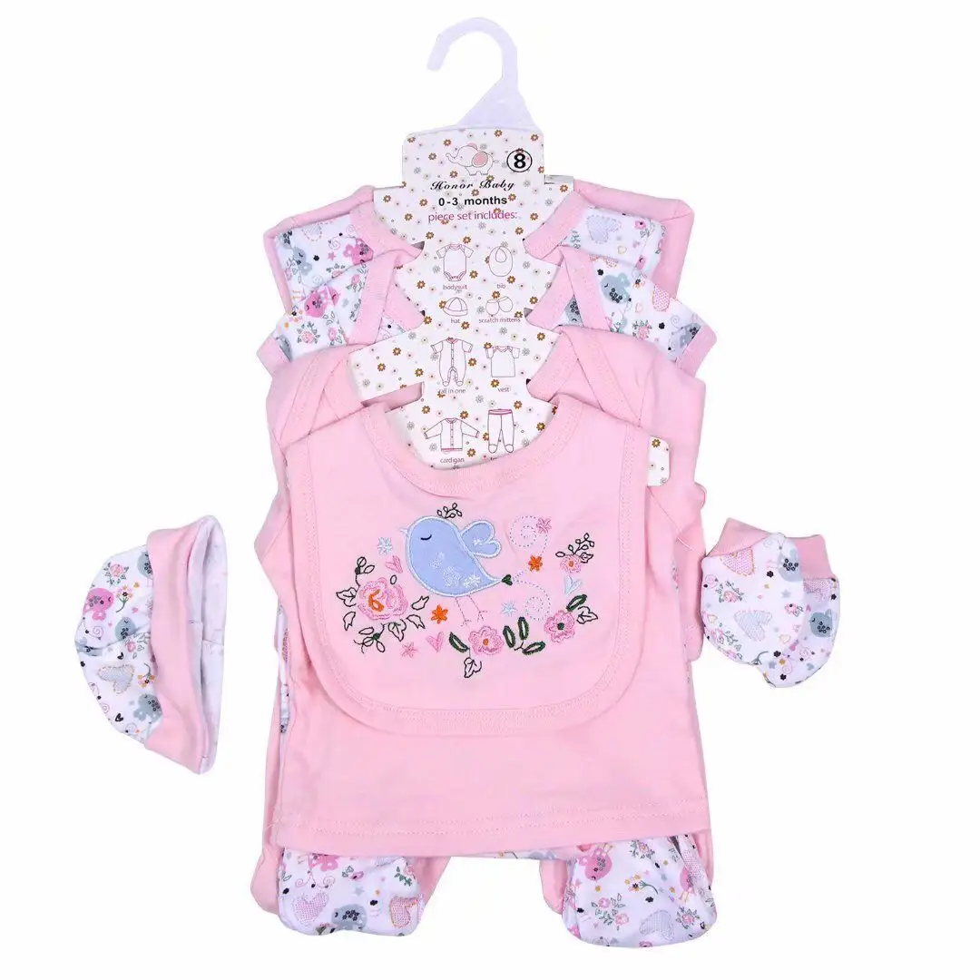 Ensemble de vêtements pour bébé – 3 pièces (T-shirt, pantalon, bonnet)