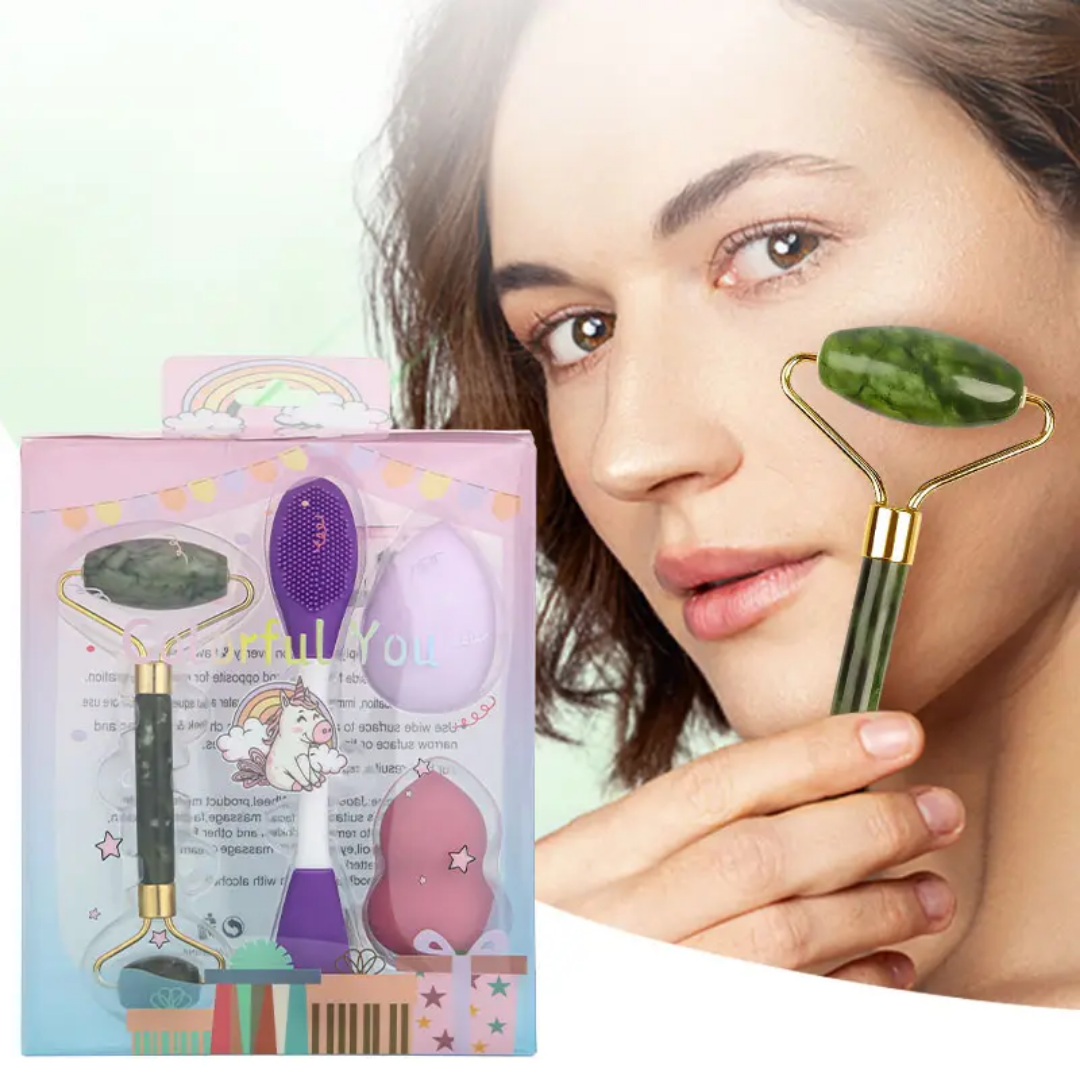 Outil de maquillage rouleau Jade 3-en-1 set