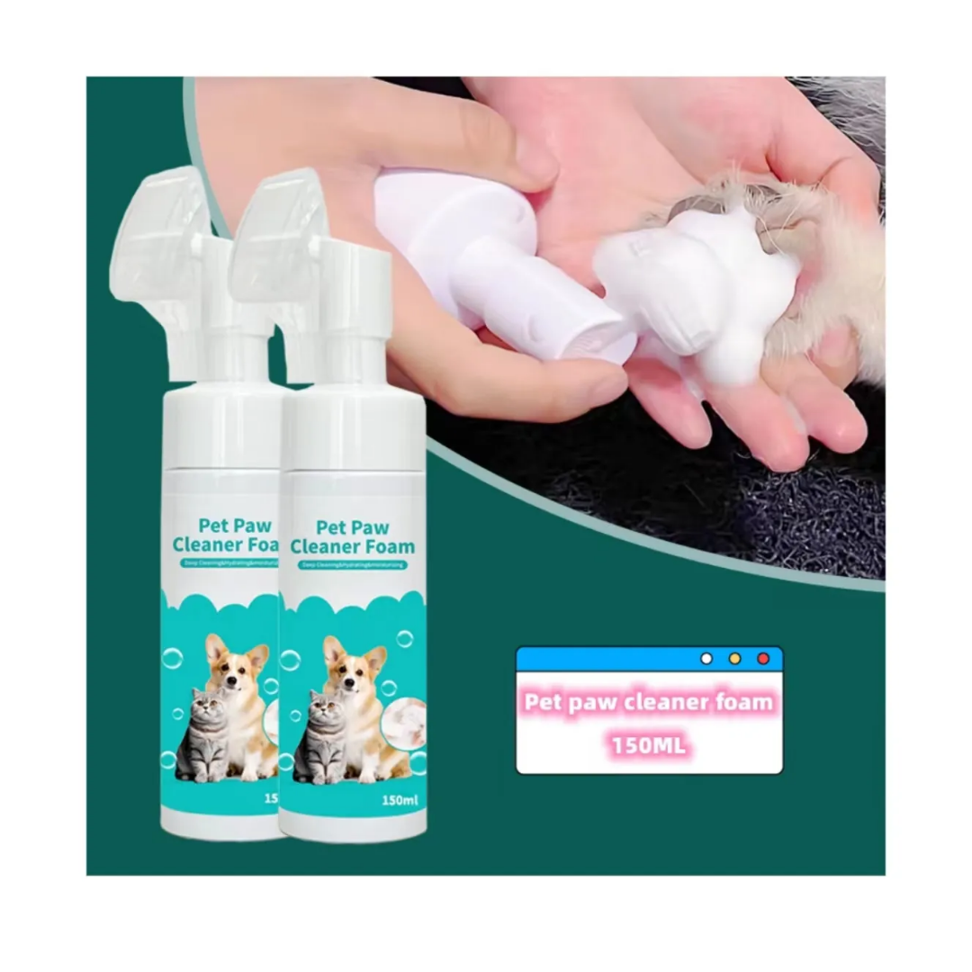 100% mousse de shampooing sèche sans rinçage organique naturelle avec brosse en silicone pour nettoyeur de pattes de chien de compagnie