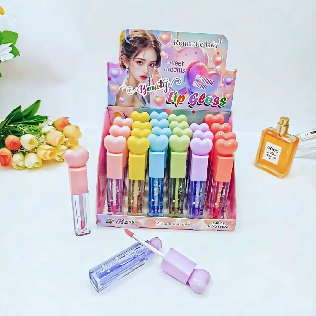 Vente chaude feuille d'or couleur changeante 24 huiles pour les lèvres