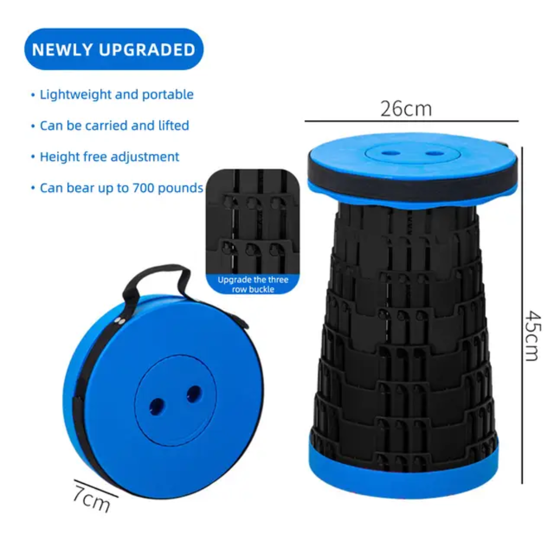 tabouret télescopique pliable conçu pour des activités comme le camping et la randonné