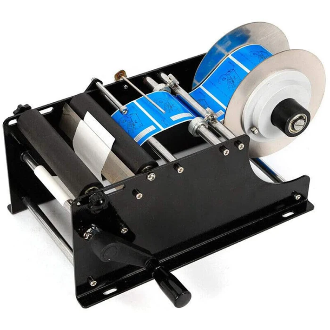 Machine manuelle d'étiquetage d'étiquettes autocollantes pour bouteilles rondes en plastique et eau minérale