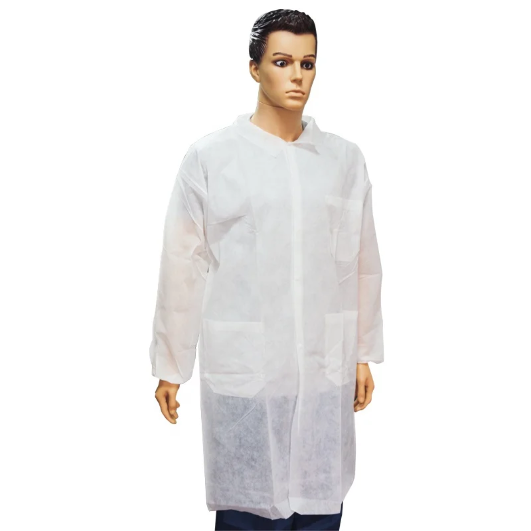 En vente en gros blouse de laboratoire jetable en polypropylène non tissé blan