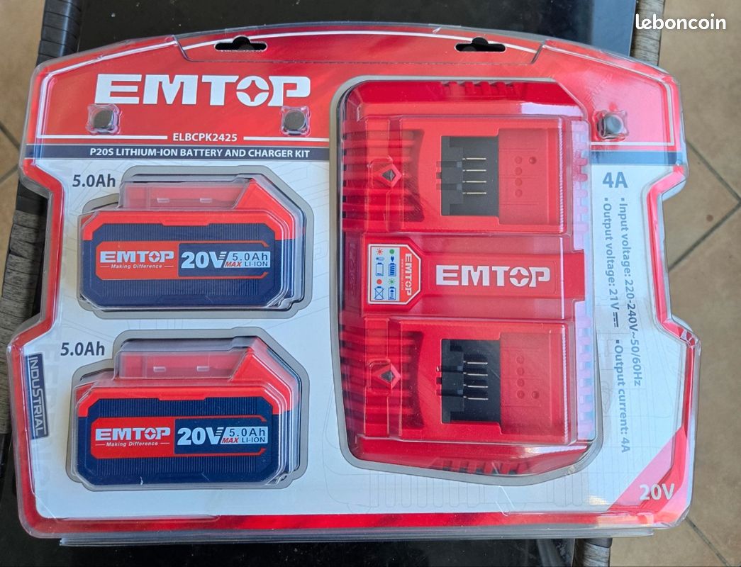 kit de batterie et chargeur intelligente EMTOP de la gamme