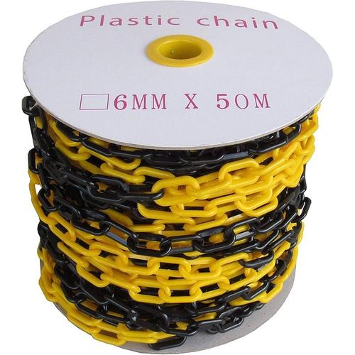 chaîne d'avertissement en plastique noir et jaune