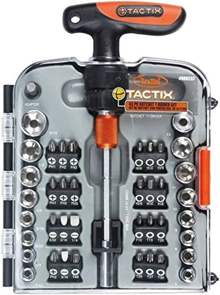coffret de vissage TACTIX de 25 pièces (modèle 900225) avec tournevis à cliquet