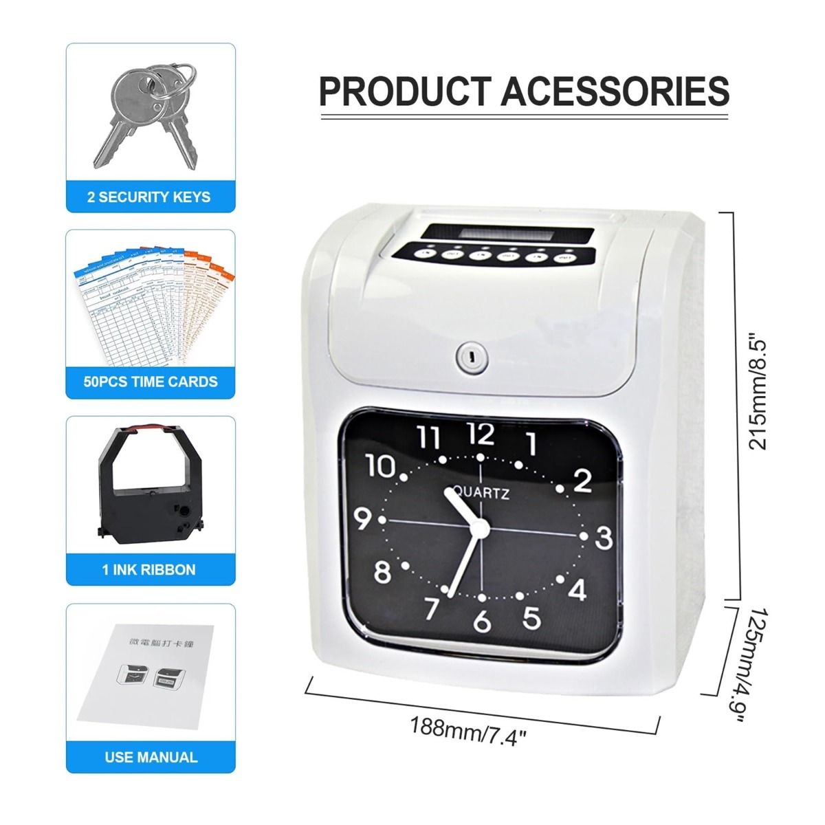 pointeuse électronique de la marque Yua (modèle Y-8) destinée à la gestion du temps de présence en entreprise