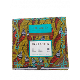 HOLLANTEX PAGNE Tissu Africain Collection Type « Soft Coton » Feuille de Piment Choco