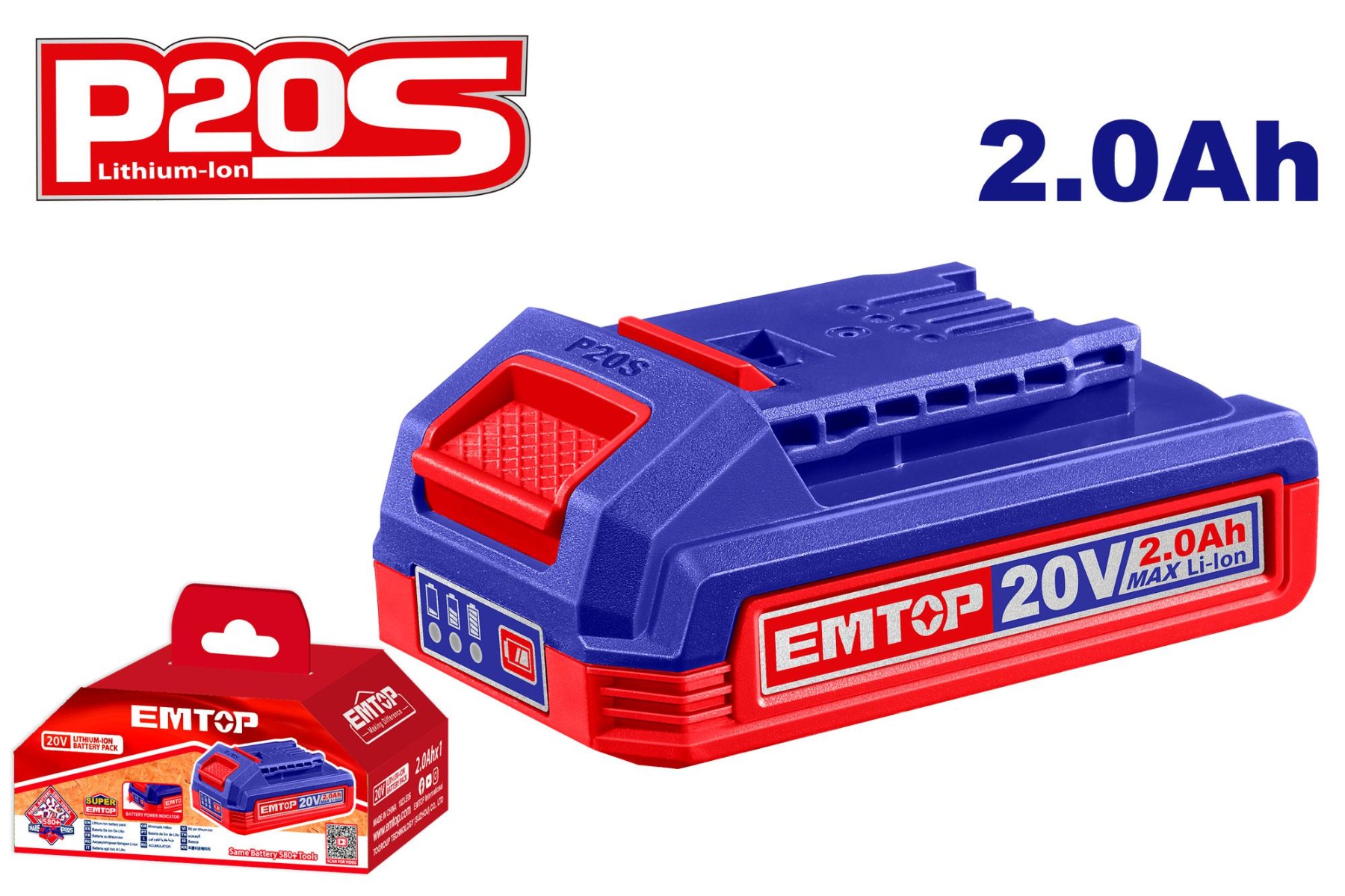 batterie Lithium-ion EMTOP de 20V et 2.0Ah