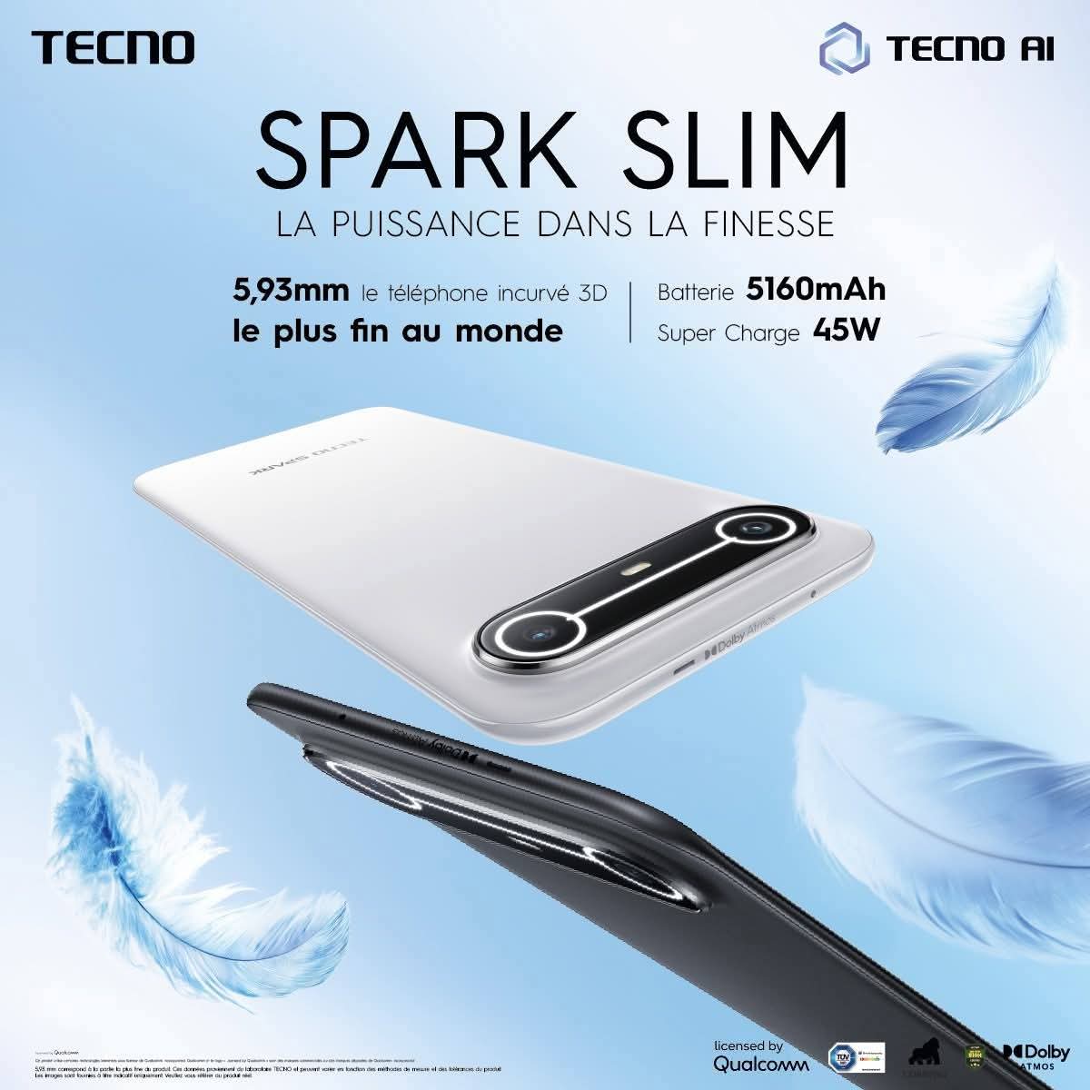 TECNO Spark Slim – Smartphone Ultra-Fin Nouvelle Génération