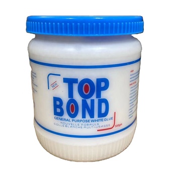 colle blanche tout usage de marque Top Bond fabriquée par Purechem, disponible en pot de 500g