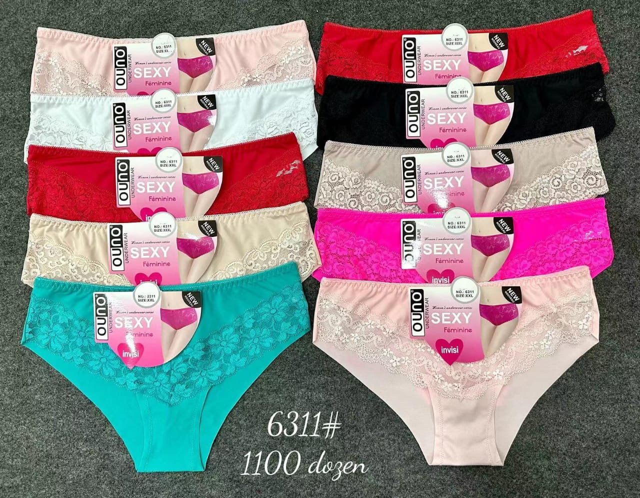 Complet slip transparent dentelle