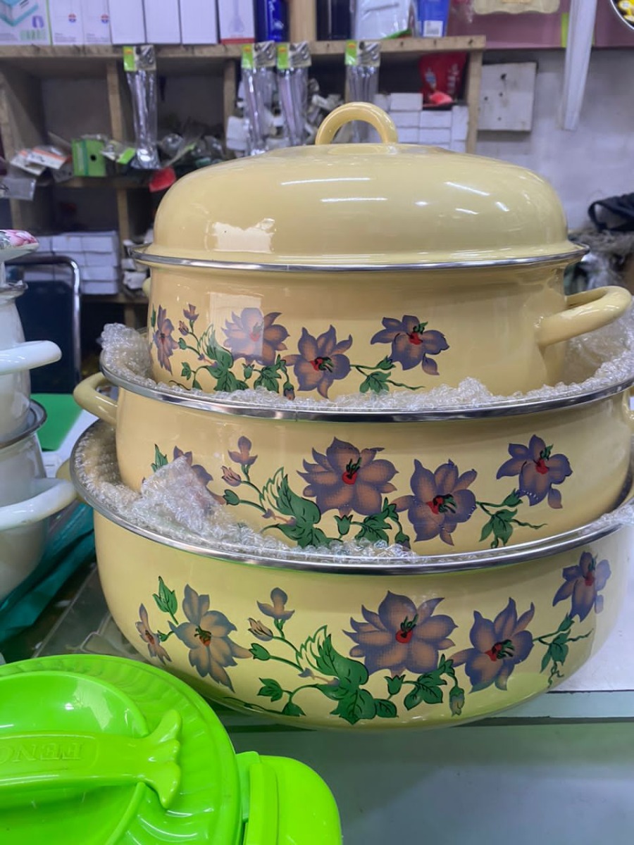 En gros 3 PIÈCES Autocollant Personnalisé Empilable Pot de Cuisine Avec Couvercle 