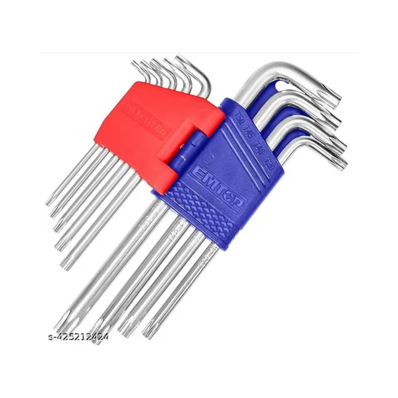 jeu de 9 clés hexagonales à tête sphérique (clé Allen) de la marque EMTOP, modèle EHKY2