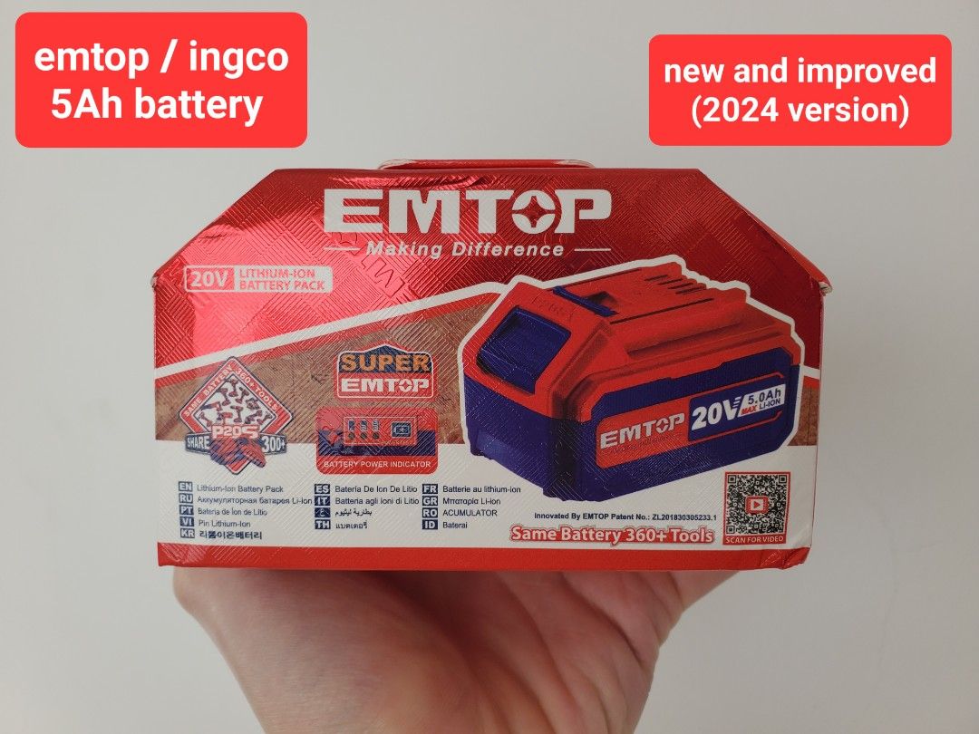 batterie Lithium-Ion 20V de la marque EMTOP (modèle EBPK2003