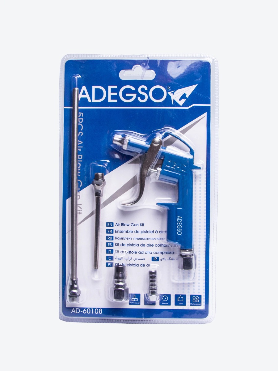pistolet à air comprimé (soufflette) de la marque ADEGSO, modèle AD-60108 Kit de 5 pièces comprenant le pistolet