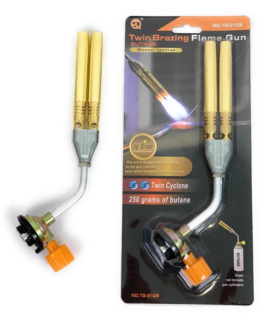 chalumeau à gaz butane double flamme (Twin Brazing Flame Gun).  Marque/Modèle : Twin Cyclone, KT-2108