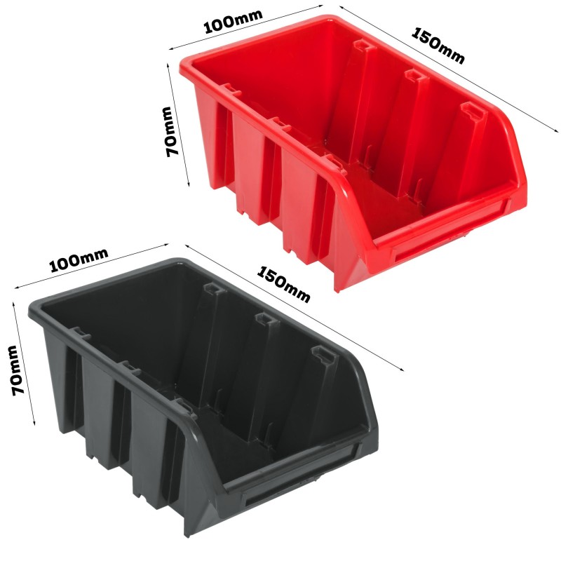 bac à bec noir de la marque Performance Power est conçu en plastique robuste pour le rangement d'outils ou de petites pièces en atelier.Il mesure environ 39x24x18 cm