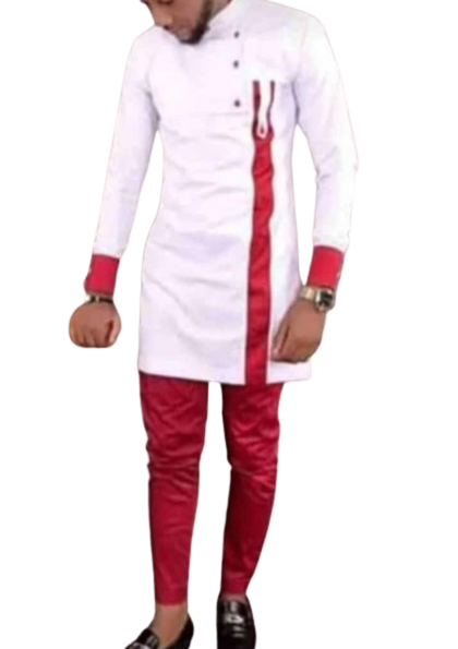 Ensemble Tunique Homme - Blanc / Rose